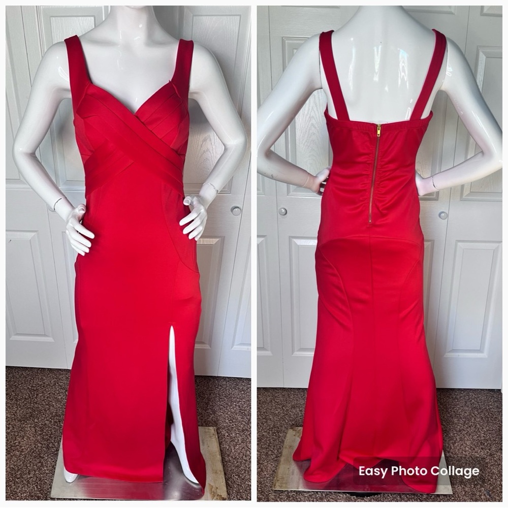 Long red evening gown